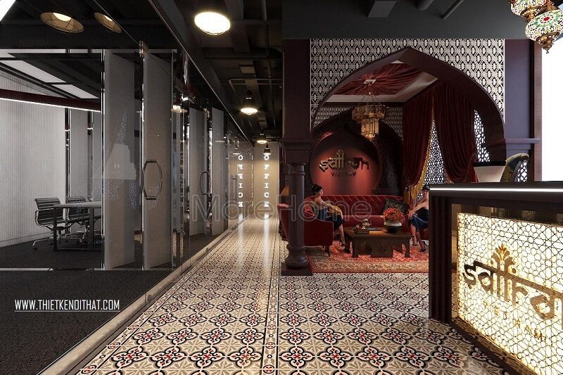 Mẫu thiết kế quầy lễ tân của văn phòng SAFFRON là một cốt lõi đẳng cấp và sang trọng, không thể không thu hút sự chú ý của mọi người.